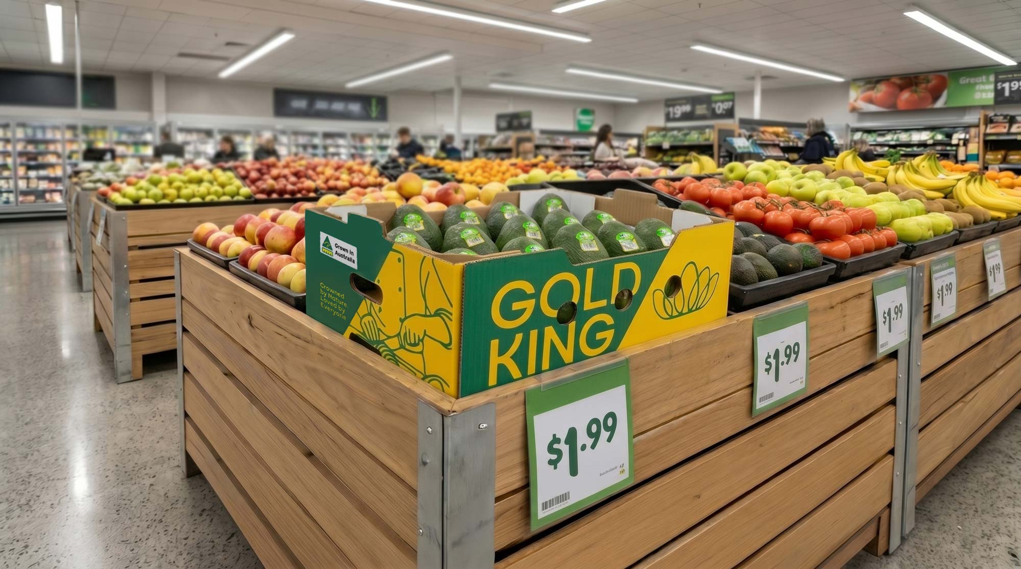 Gold King avocado tray packaging design