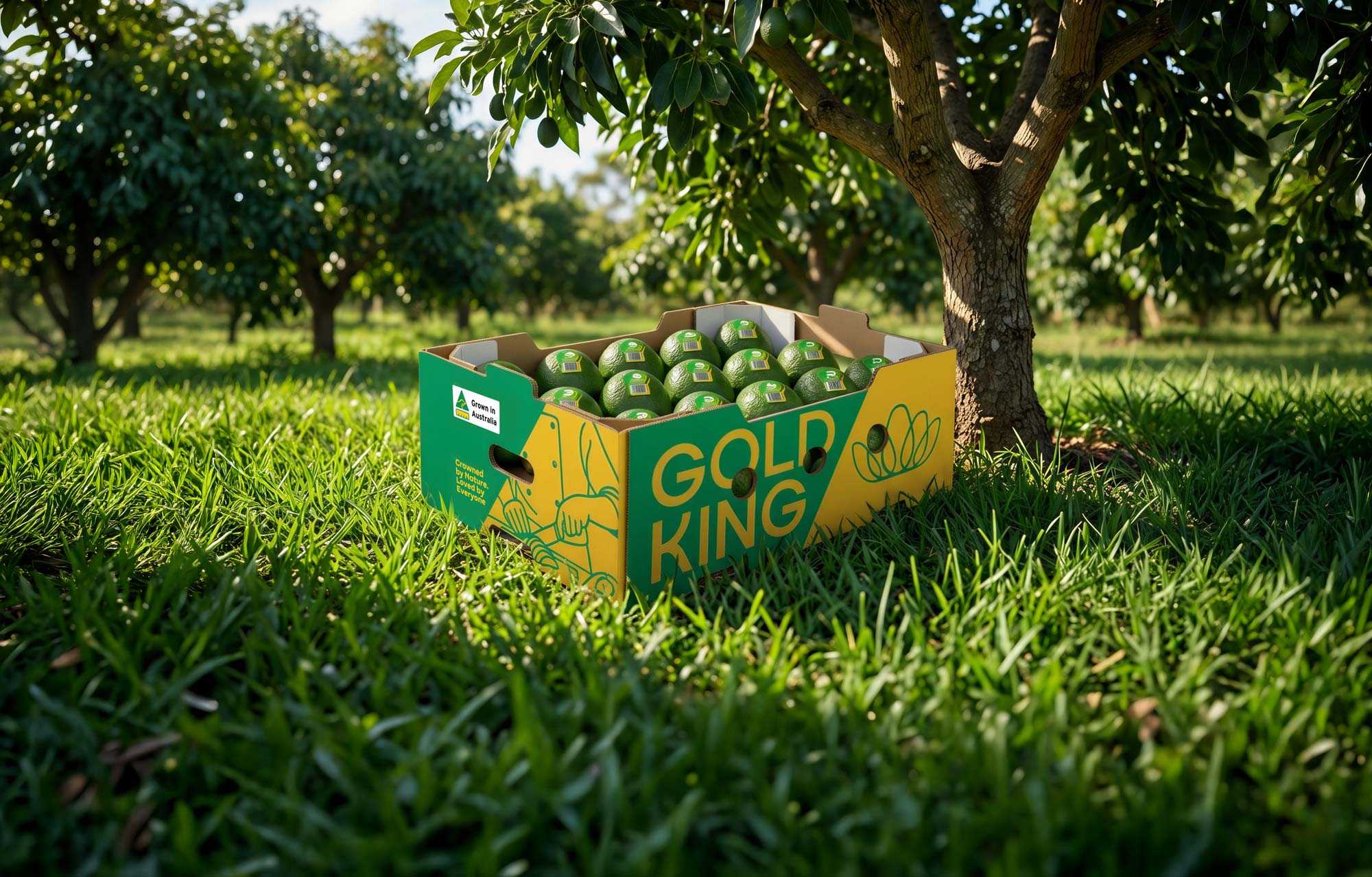 Gold King avocado tray packaging design
