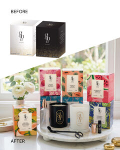 Elana Collection packaging before and after